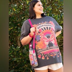 NATURAL LIFE Cotton Chandler Oversized Graphic Tee Charcoal Grey Size Small